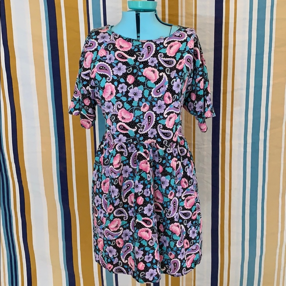 Cute Vintage Purple Pink Paisley Baby Doll Dress